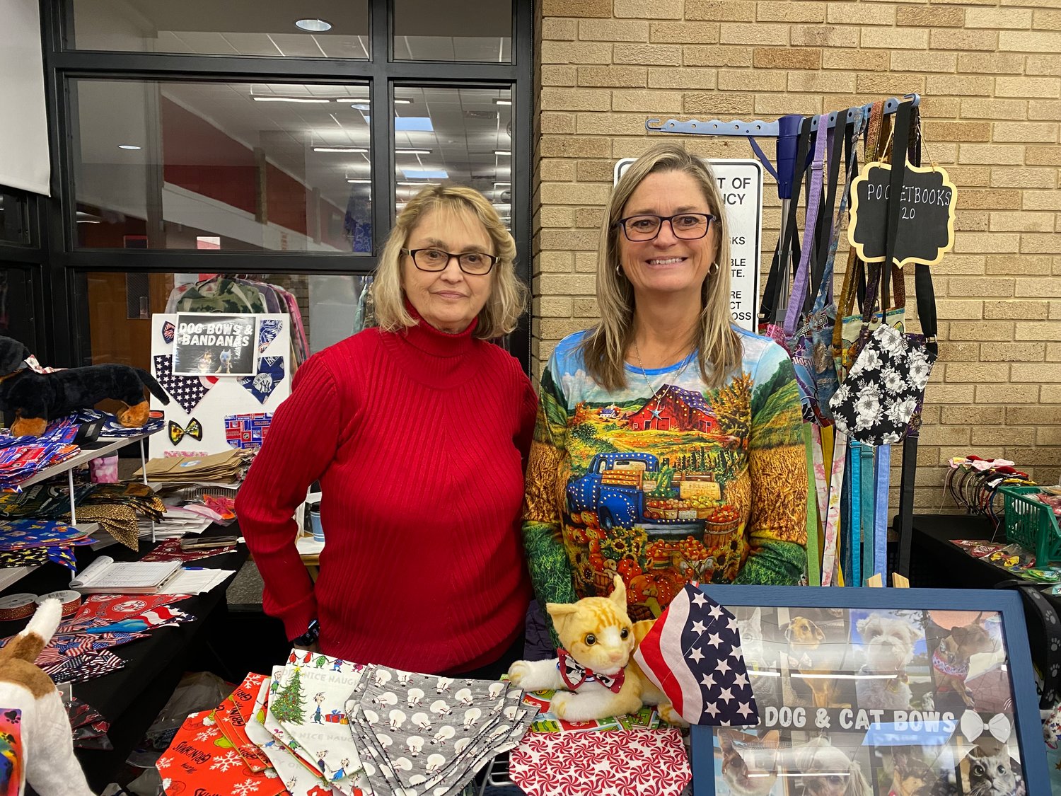 The ladies of Lorands Treasures with their many goods that include bow ties for dogs and cats, kids’ bows, bandanas and more. Follow them on Instagram at @lorandstreasures.